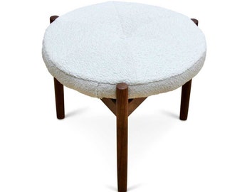 Danish Modern Round Vanity Stool by Hugo Frandsen