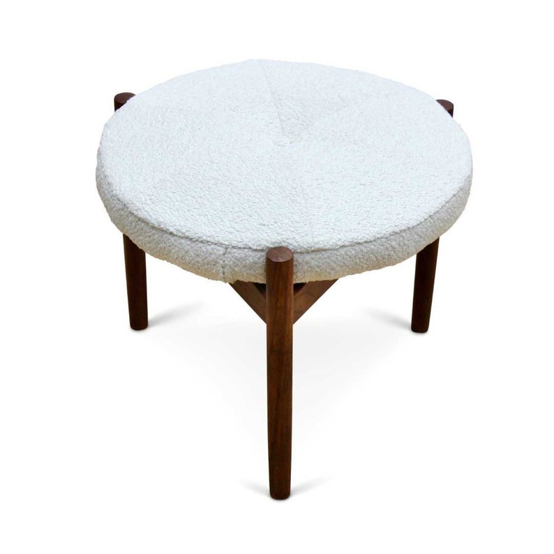 Danish Modern Round Vanity Stool by Hugo Frandsen