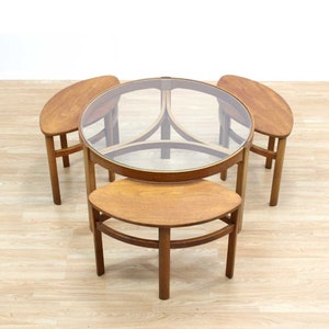 Mid Century Round Teak Coffee Table Trinity Nesting Table by Nathan Furniture Side Tables