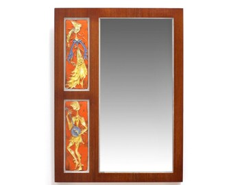 Mid Century Danish Tile Wall Mirror