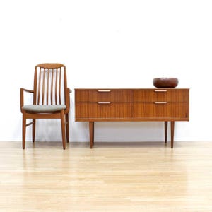 Mid Century Four Drawer Teak Dresser Console by Austinsuite