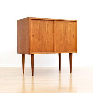 Mid Century Danish Teak Cabinet Vinyl Record Storage