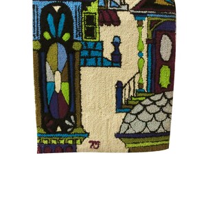 Monumental Scandinavian Architectural Wall Hanging Rug Handmade Signed 1975 Vintage Tapestry image 5