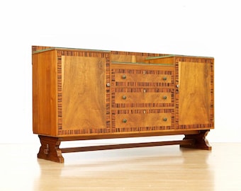 1940s Art Deco Tiered Liquor Bar Cabinet Credenza