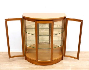 Mid Century Teak Curved China Display Cabinet by Nathan Furniture