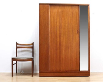 Mid Century Teak Armoire & Mirror by Austinsuite