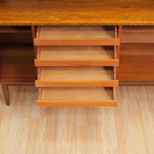 Mid Century British Elm Sideboard Hutch | Vintage MCM Display Cabinet | Danish Modern Style Credenza | Retro Storage Unit