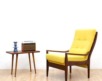 Mid Century Lounge Chair by Cintique Yellow and Teak Sitting Chair Mad Men
