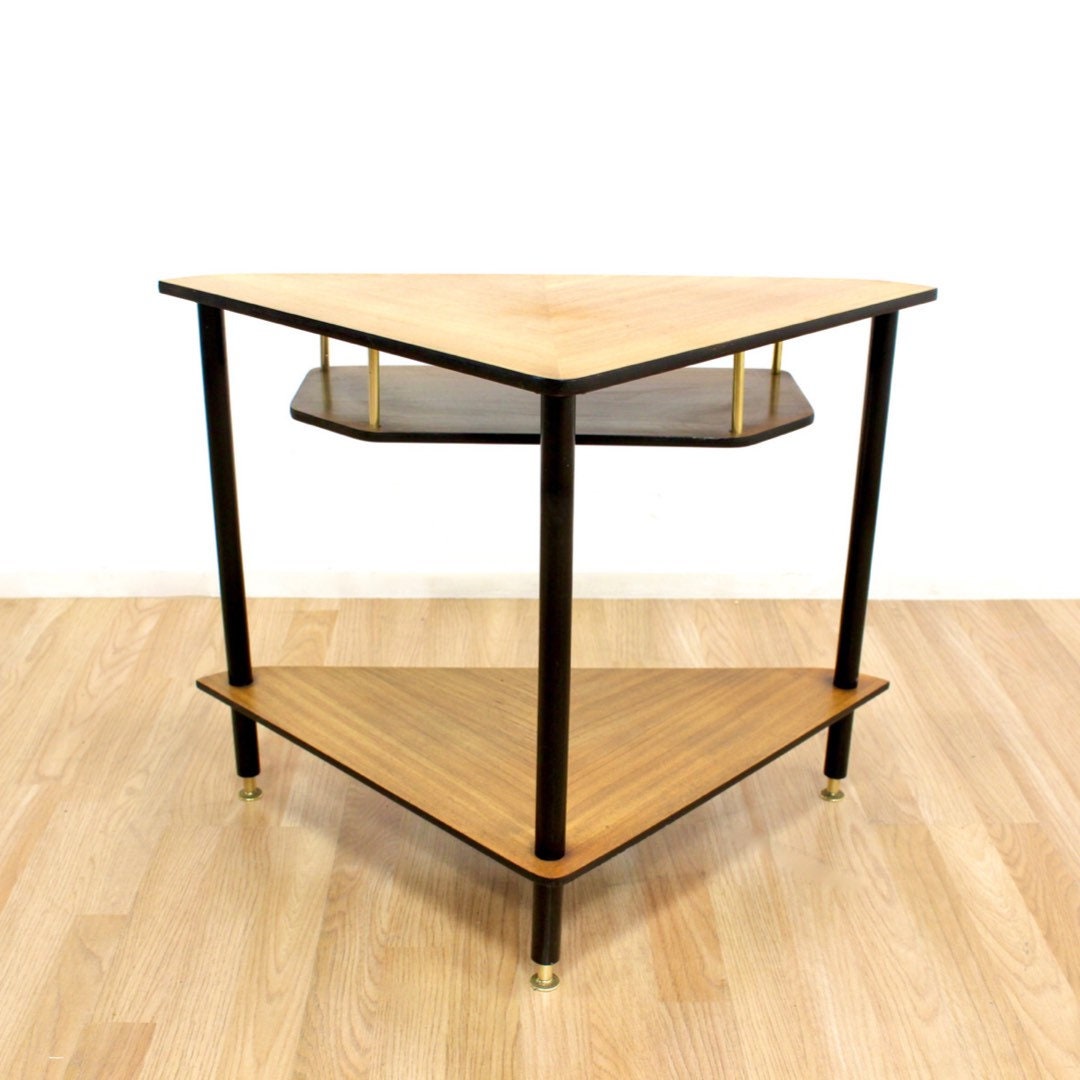 Mid Century Corner Table Entryway Table With Atomic Triangular - Etsy