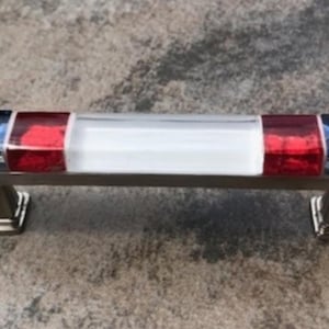 Yankee Doodle Glass Tile Drawer Pull, Americana, Red, White and Blue