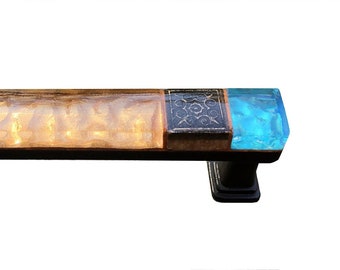 Copper Canyon - Turquoise and Copper Glass Tile Drawer Pull