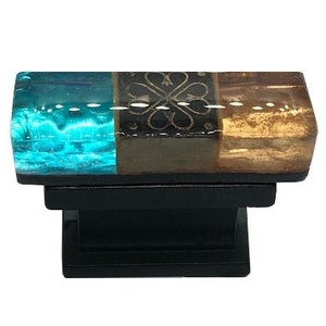 Copper Canyon 3-Tile Glass Mosaic Cabinet Knob - Turquoise and Copper