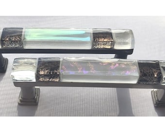 Fire and Ice - Iridescent Glass Tile Mosaic Drawer and Cabinet Pull