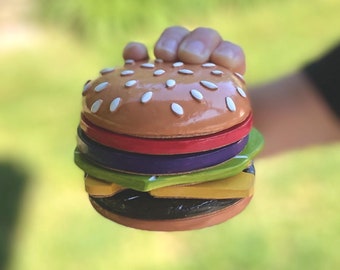 Handmade Burger Coaster Set: Quirky Kitchen Decor, Foodie Gift