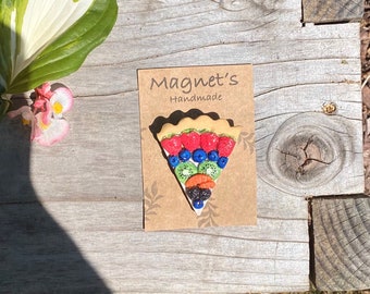 Cute fruit tart magnet, handmade clay refrigerator magnets for organizing and display