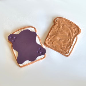 Peanut butter and jelly coaster sandwich set of 4, handmade clay coaster set, PBJ faux food unique home decor unique handmade gifts for home