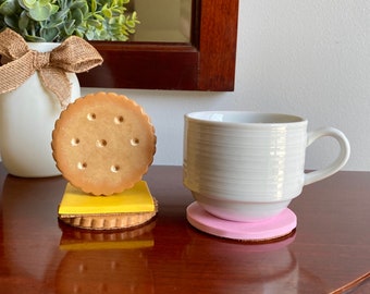 Cracker and cheese coaster set, handmade fun coasters for home decor