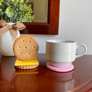 Cracker and cheese coaster set, handmade fun coasters for home decor image 1