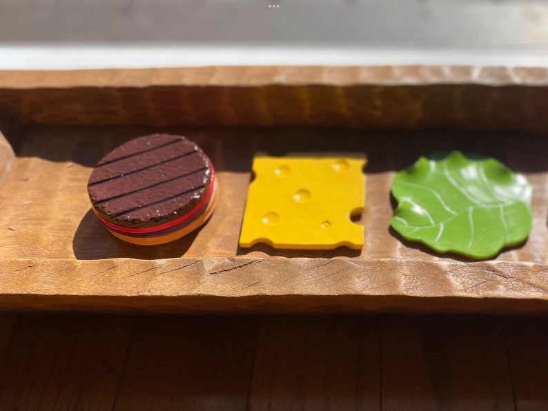 Unique coaster set Cheeseburger coaster set of 6 coasters unique tableware gift original home decor handmade sculpture original gift idea image 6