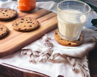 Chocolate chip cookie coaster set, modern home aesthetic perfect for gifting