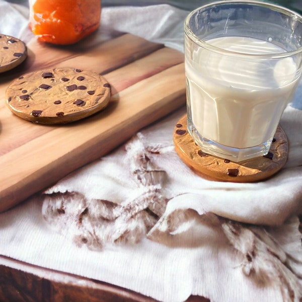 Chocolate chip cookie coaster set, modern home aesthetic perfect for gifting