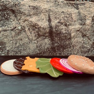 Handmade burger Coaster set, Handmade Hamburger drink coasters image 2