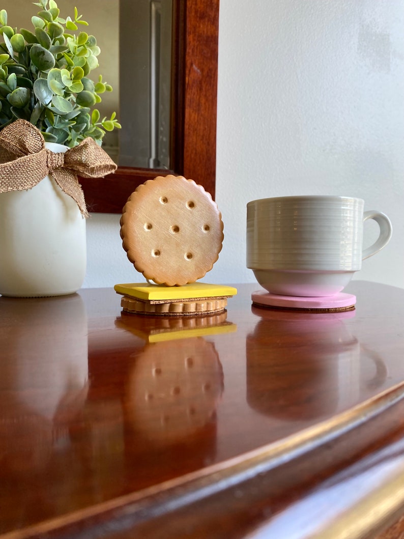 Cracker and cheese coaster set, handmade fun coasters for home decor image 5