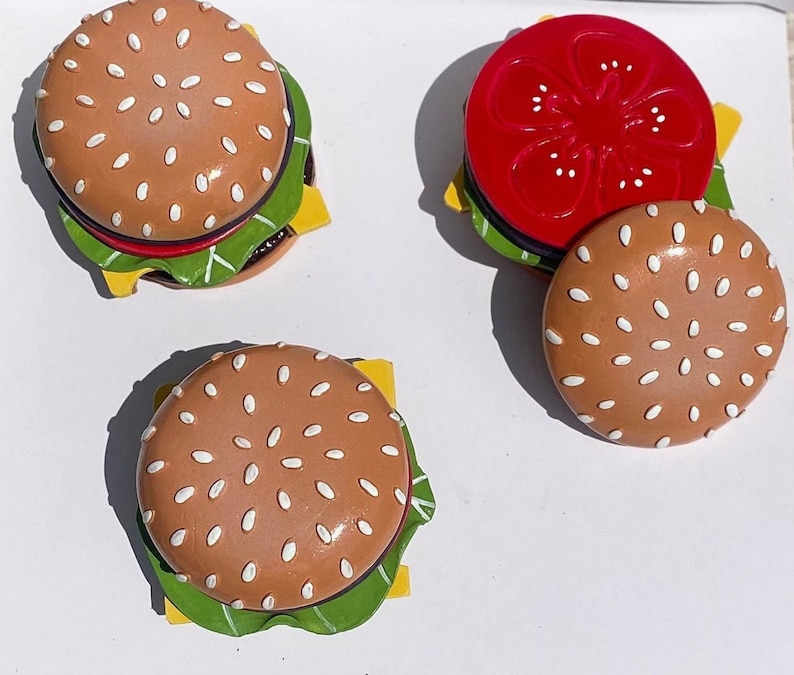 Handmade burger Coaster set, Handmade Hamburger drink coasters image 6