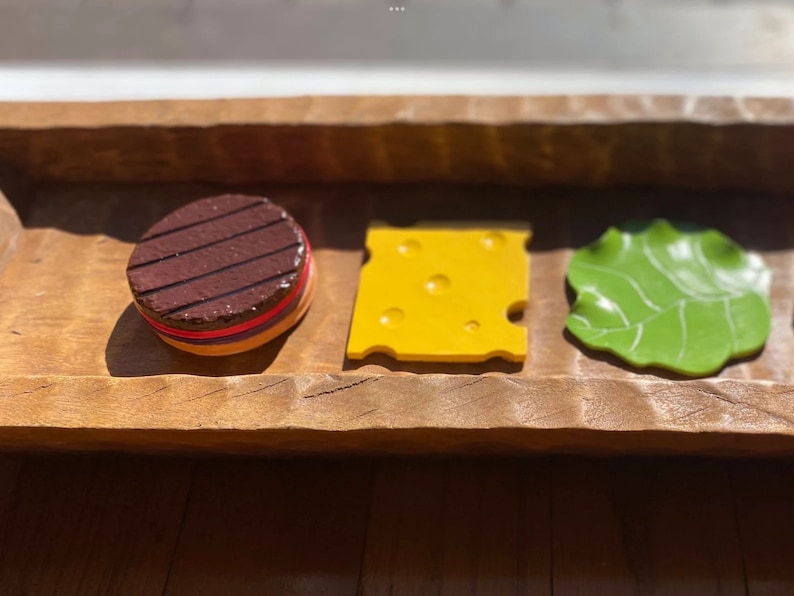 Handmade burger Coaster set, Handmade Hamburger drink coasters 画像 3