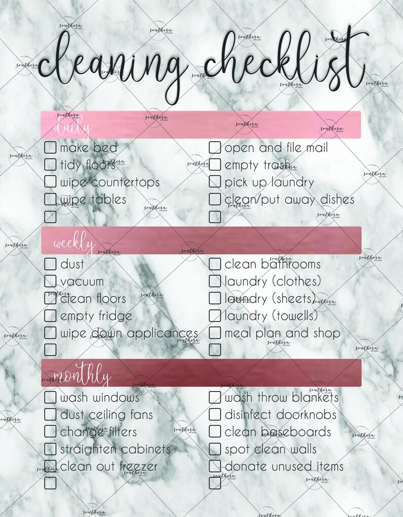 Cleaning Checklist dry erase board dry erase Etsy