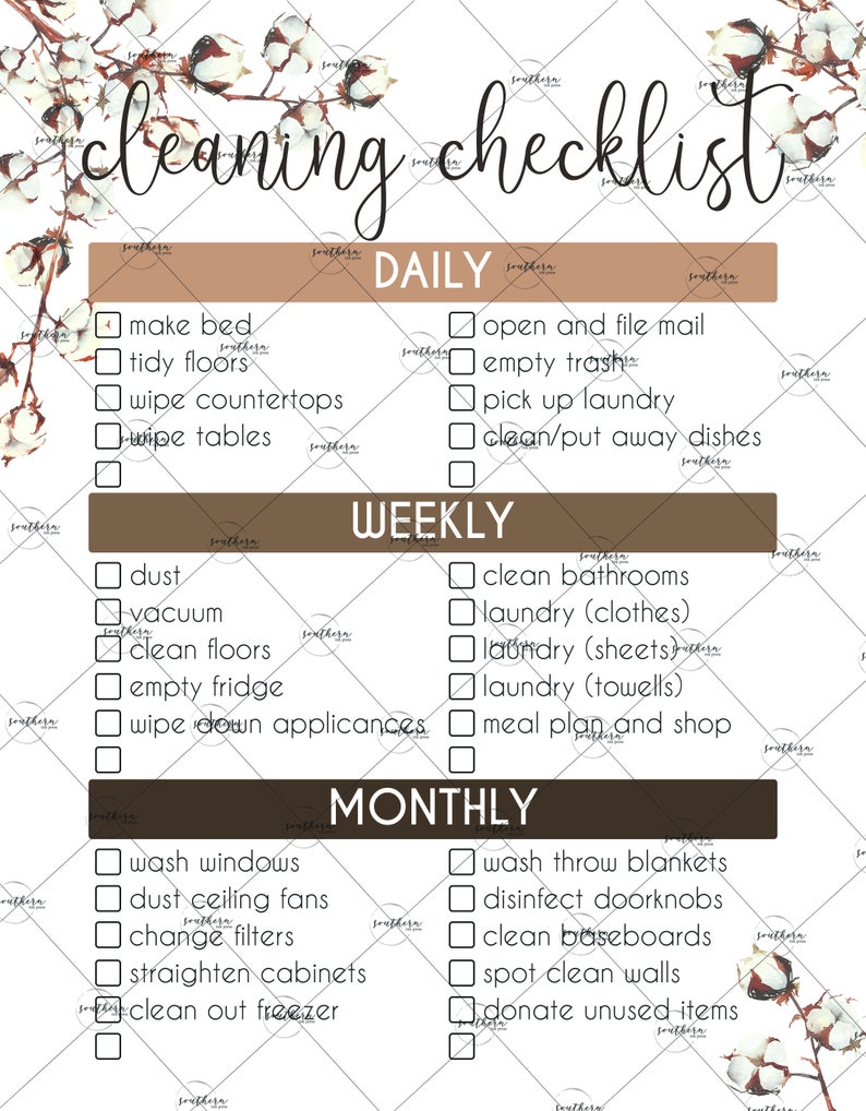 Cleaning Checklist dry erase board dry erase Etsy