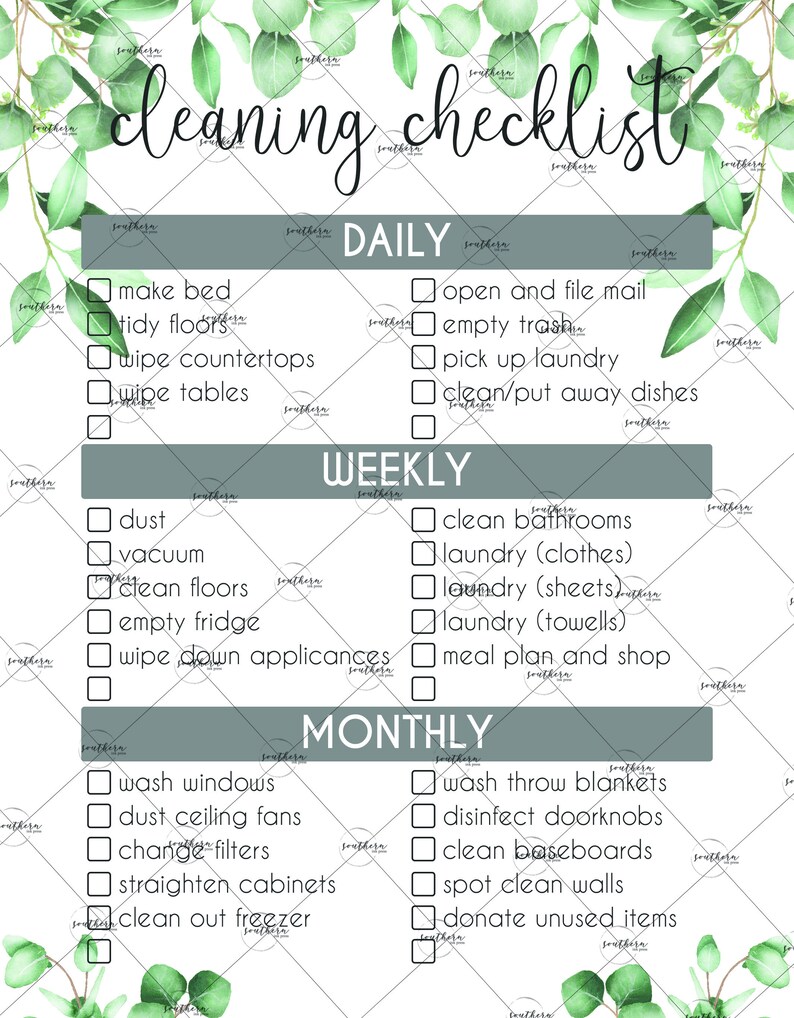 Cleaning Checklist dry erase board dry erase Etsy