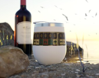 MAHJ TILES WINE Mahjong Lovers Coastal Vibe, Gift for Dad Mom, 12oz, Wine Lover Gift, Southern Theme Mug, Tortoise Shell