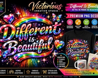 Different Is Rainbow PNG / Gráfico del Orgullo LGBTQ (Descarga digital)