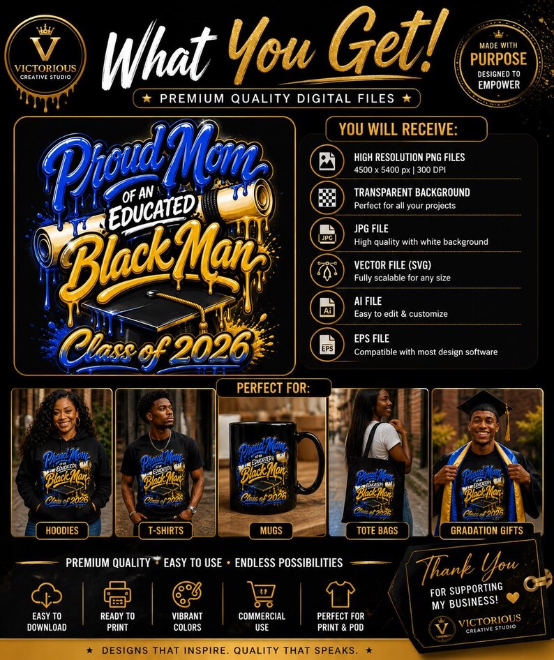 Proud Mom Educated Black Man PNG | Class of 2026 Graduation Design ...