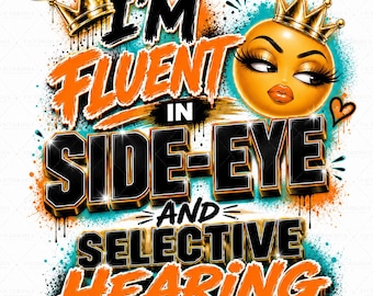 Imagen PNG de una persona con mirada de reojo y audición selectiva, diseño gráfico urbano de estilo streetwear (descarga digital).