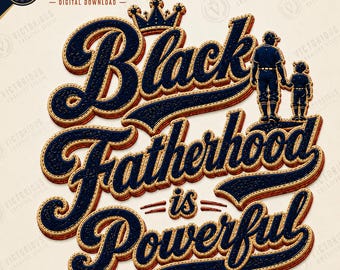 La paternidad negra es poderosa PNG / Tipografía de béisbol vintage (descarga digital)