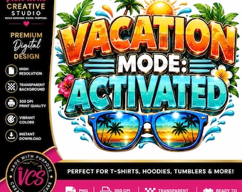 Modo vacaciones activado: PNG tropical, gráfico de viaje de verano en familia en crucero (descarga digital)