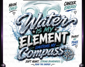 Imagen PNG del signo zodiacal Cáncer / Elemento Agua: Brújula de las Emociones (Descarga digital)