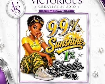 Y2K Glam Black Girl PNG - Freches Sommer T-Shirt Design (Digitaler Download)