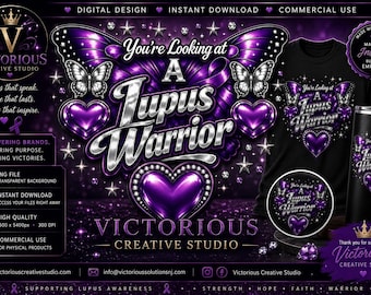 Lupus Warrior PNG, diseño de cinta morada de concientización (descarga digital)