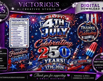 Happy 4th of July Chip Bag Wrapper | Celebrating 250 Years Patriotic Design (Digital Download)