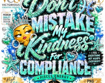 Pisces Energy PNG | Bold 3D Typography, Chrome Textures (Digital Download)