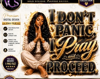 Christian PNG | Black Gold Typography, Prayer Illustration (Digital Download)