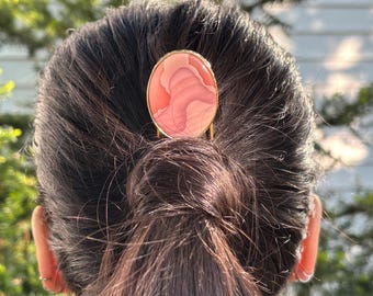 JSK ハンドメイド 真鍮 インペリアルジャスパー アンテロープキャニオン ヘアピン