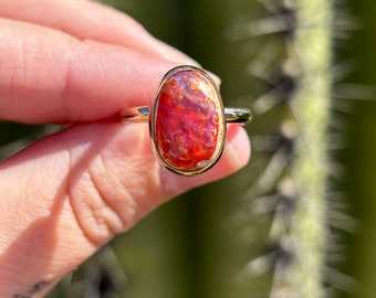 SIZE 8.5 JSK 14 karat gold Fire Opal ring