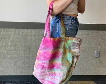 Striped Tie Dye Tote handmade, tye dye, book bag, pretty tote bag, neutral tie dye, unique tie dye