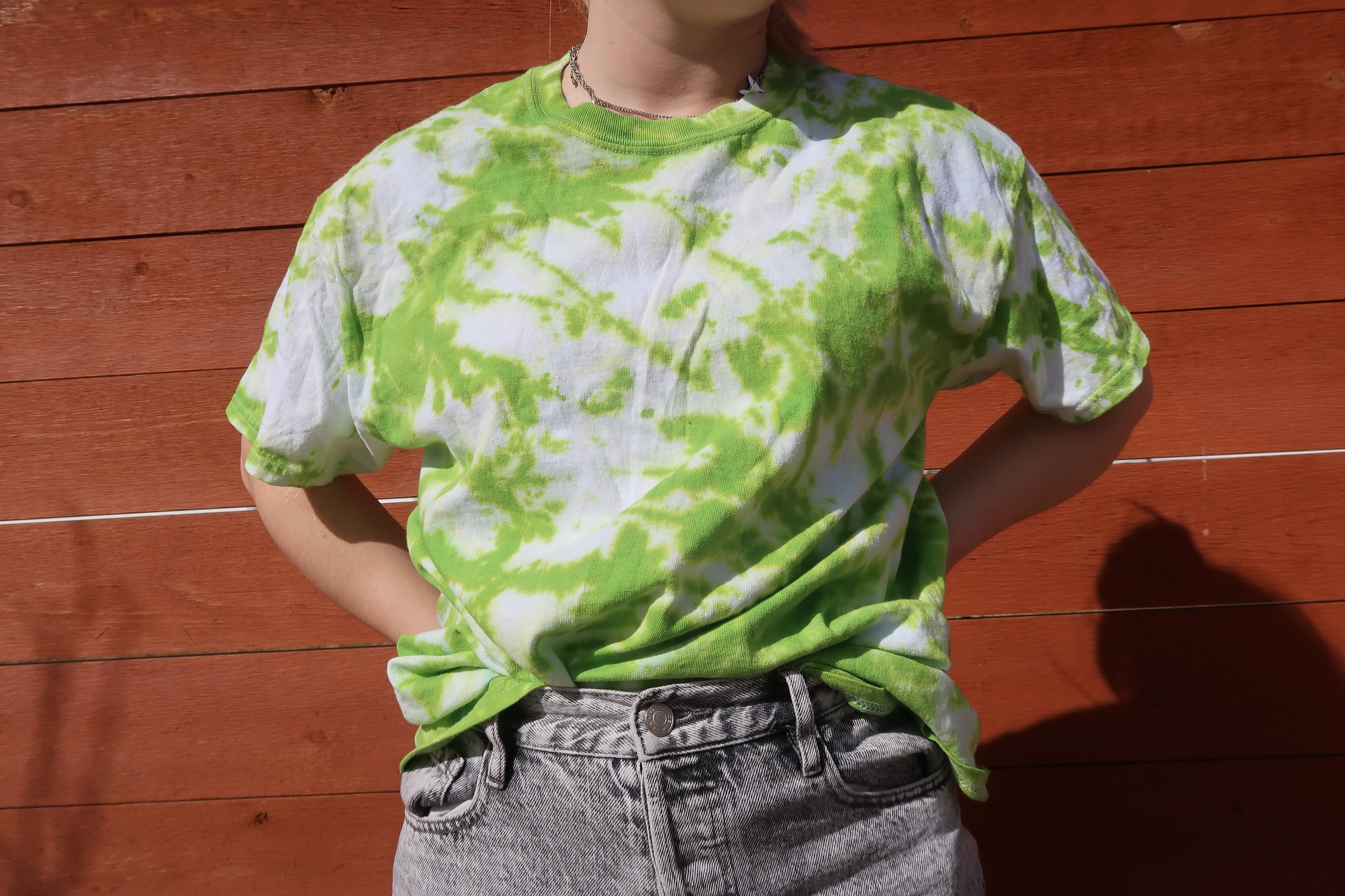 lime green tie dye shirt