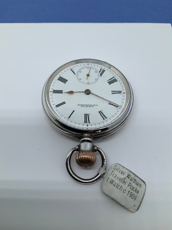 Vintage Waltham Traveler Pocketwatch with Sterlin… - image 3