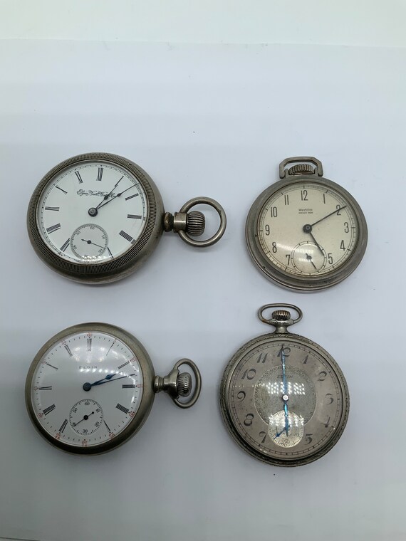 Lot of 4 Vintage Pocket Watches for Parts or Rest… - image 1